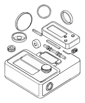 Light meter exploded view minimalist line-art vector.... Generative AI