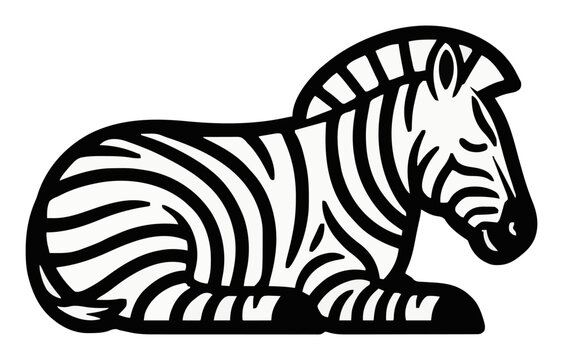 Plains zebra sleeping peacefully side view vector il.... Generative AI