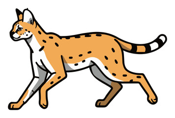 Fototapeta premium Serval cat running dynamically isometric vector illu.... Generative AI