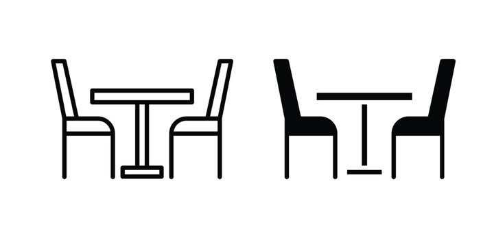 Dinner table icon vector. Simple flat symbol. editable strokes