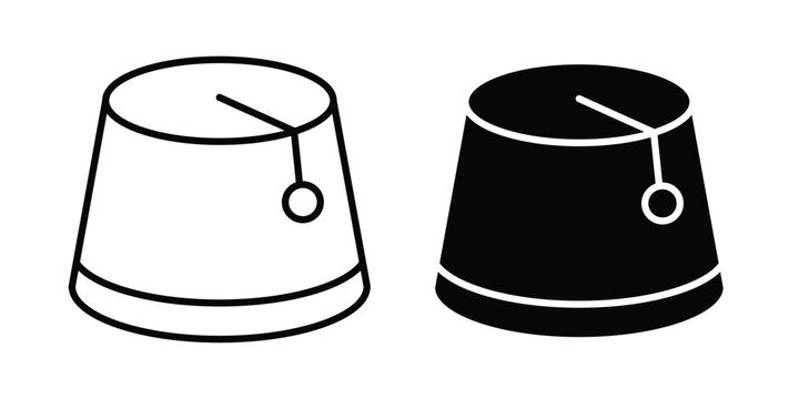 Fez hat icon vector. Simple flat symbol. editable strokes