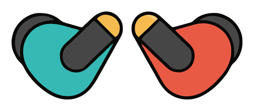 In-ear monitors top-down view audio equipment vector. Generative AI