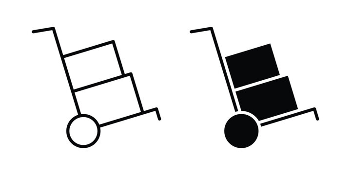 Hand truck icon vector. Simple flat symbol. editable strokes