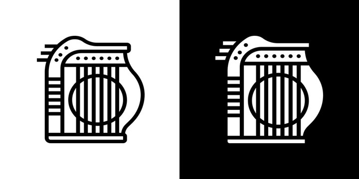 black and white illustration of zither icon