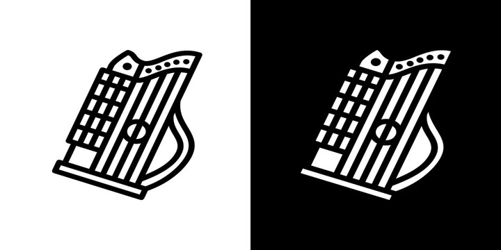 black and white illustration of zither icon