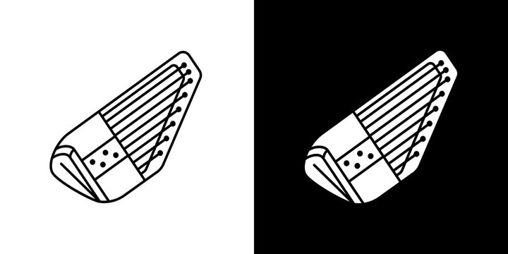 black and white illustration of zither icon