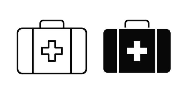 Medical aid kit icon vector. Simple flat symbol. editable strokes