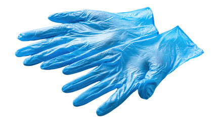 Fototapeta premium Disposable Blue Medical Examination Gloves Protective Hygiene Equipment Healthcare Safety Accessory Sterile Professional Use Isolated on White background