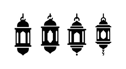 Obraz premium Islamic Lanterns Silhouette Icons Set - Ramadan Kareem