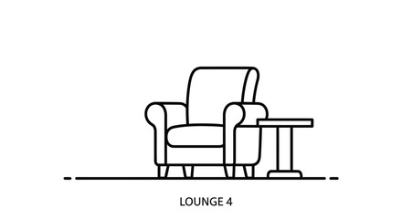 Fototapeta premium Minimalist line art of armchair and side table in a modern lounge setting