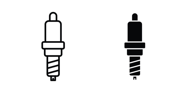 Spark plug icon vector. Simple flat symbol. editable strokes