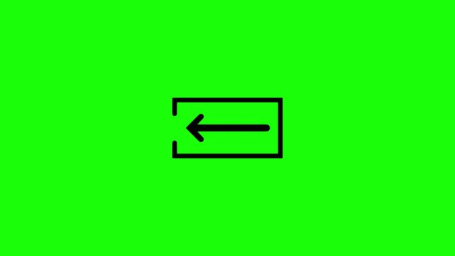 Animation of log out arrow moving left on a green background. Logout button concept.