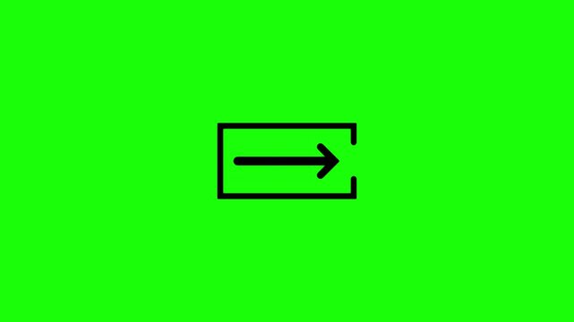 Animation of log out arrow moving right on a green background. Logout button concept. 4k video