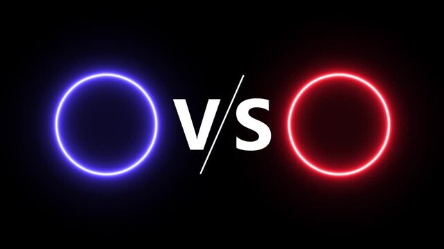 VS versus bar circle neon animation on black background, red and blue vs versus template animated.