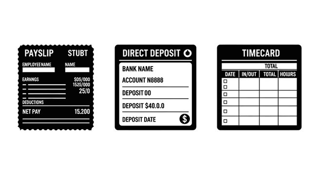 Payroll Documents: Payslip, Direct Deposit, Timecard - Business Finance
