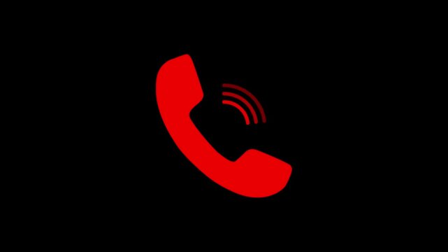 Minimal Red call ring icon animation for mobile communication and phone alerts. 4K video.