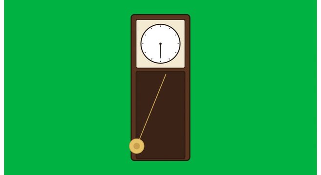 Animated grandfather clock with swinging pendulum on animation