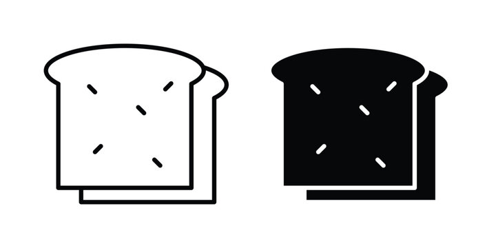 White bread icon vector. Simple flat symbol. editable strokes