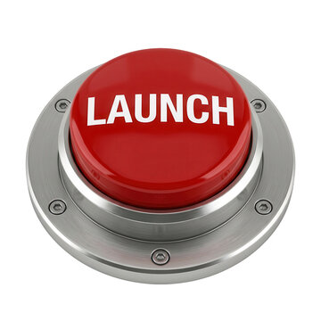 Red Launch Button With Silver Metal Base