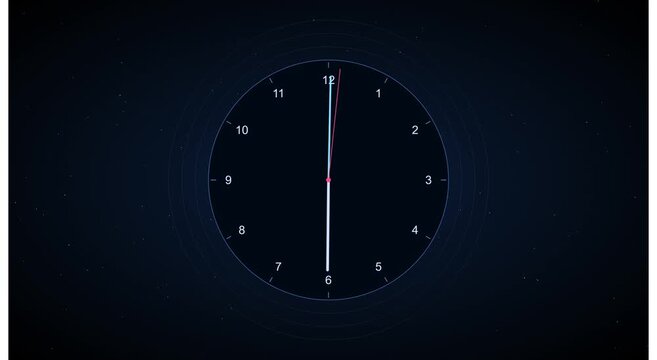 Minimalist digital clock face animation with moving animation