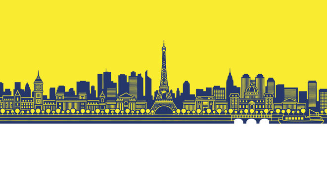 City Skyline with Eiffel Tower.
