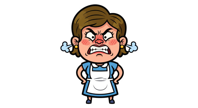 Angry woman with brown hair.