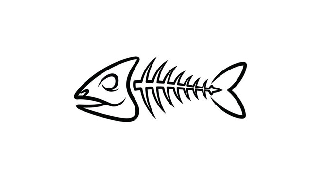 Fish skeleton side view illustration.