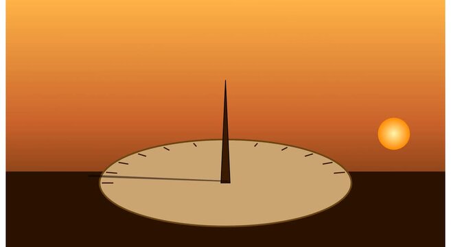 Animated sundial time lapse: sun movement and shadow animation