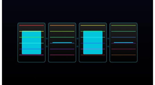 Digital flip clock animation with dynamic cyan time animation