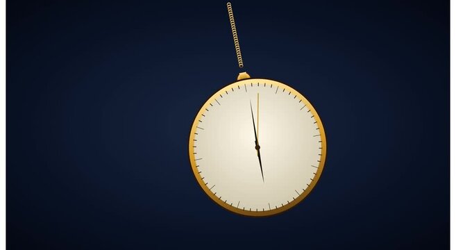 Golden pocket watch swinging pendulum animation on animation