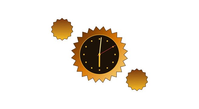 Golden sun clock motion time passing concept animation