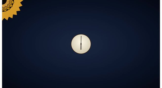 Minimalist clock animation with rotating sun motion animation