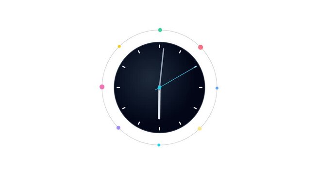 Minimalist modern clock animation with rotating animation
