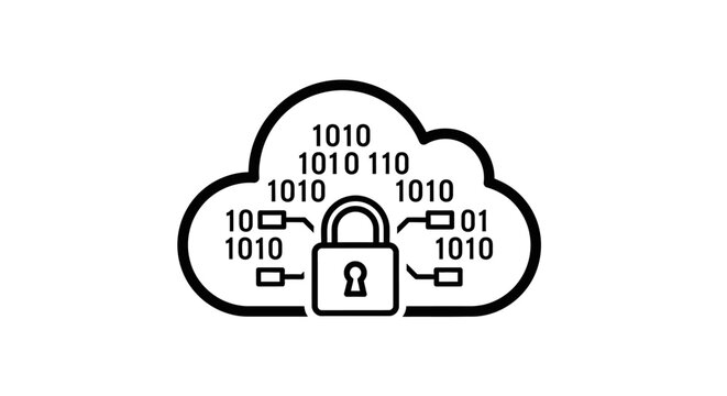Cloud Security Lock with Binary Code.