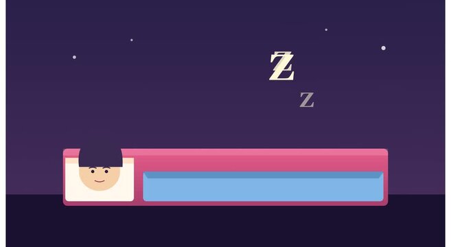 Sleeping person animation with floating zzz sleep animation