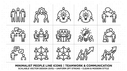 Obraz premium Teamwork and communication line icons set.