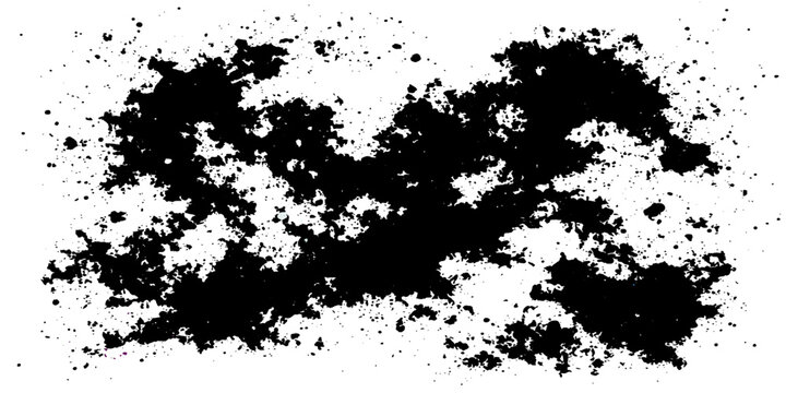 Black ink splat and grunge paint splatter background with an artistic floral element vector frame illustration