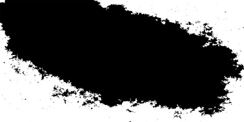 Fototapeta premium A black grunge ink splat and spray paint splatter texture forms a dirty abstract border frame design on a paper background illustration