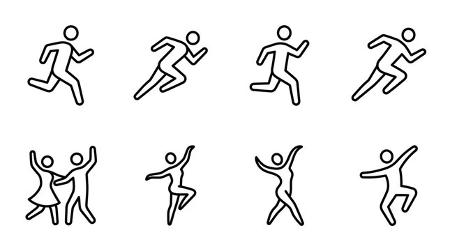 Collection of Running and Dancing Human Figure Icons.