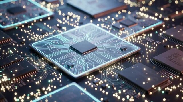 close up of computer circuit board