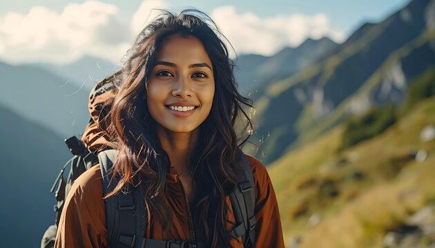 Happy hiker outdoors