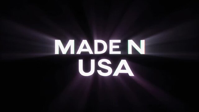 Luminous "MADE N USA" text against black
