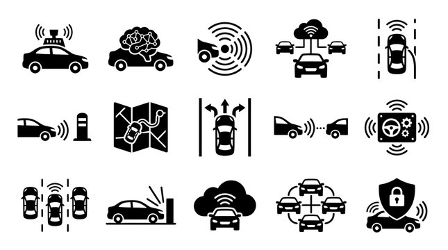 Autonomous Driving Technology Icons