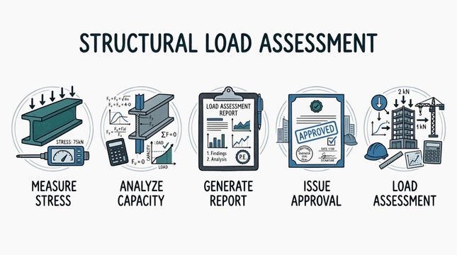 Structural load assessment process with measure stress analyze capacity