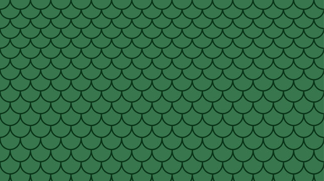 Green Roof Tile Seamless Pattern House Texture Vector Illustration