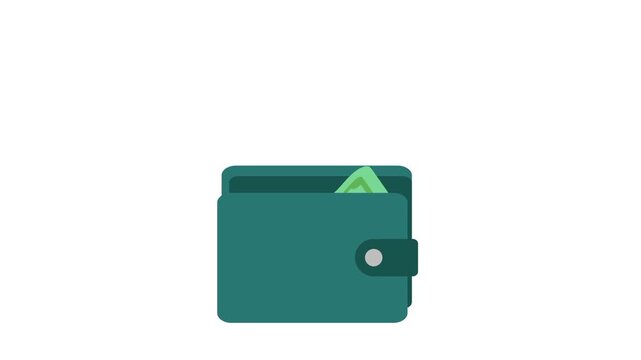 Money entering wallet financial animation