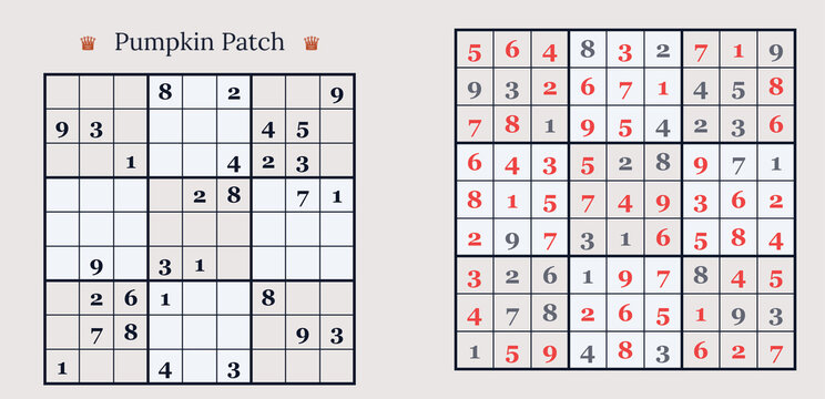Sudoku puzzles for enthusiasts with complete solution and unsolved layout