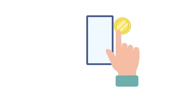 Coins emerging from mobile phone