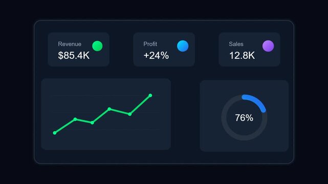 Modern dark dashboard ui with financial data charts