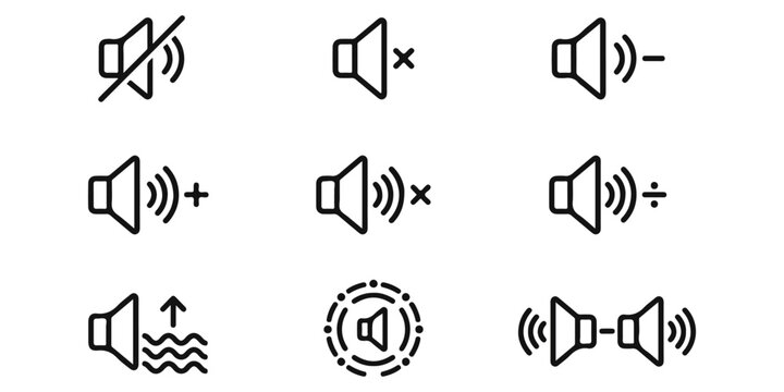 Sound volume control icons set